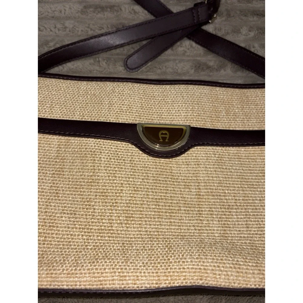 ETIENNE AIGNER Classic Woven‎ Jute Purse ~ Crossbody Adjustable Strap Handbag